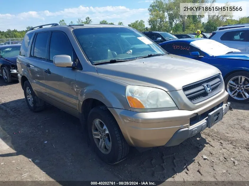 2005 Honda Pilot Ex-L VIN: 2HKYF18615H515566 Lot: 40202761