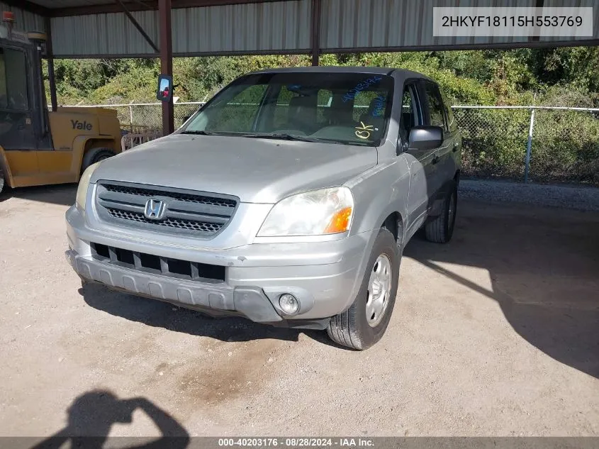 2005 Honda Pilot Lx VIN: 2HKYF18115H553769 Lot: 40203121