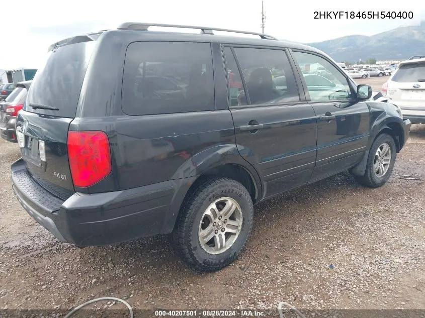 2005 Honda Pilot Ex VIN: 2HKYF18465H540400 Lot: 40207501