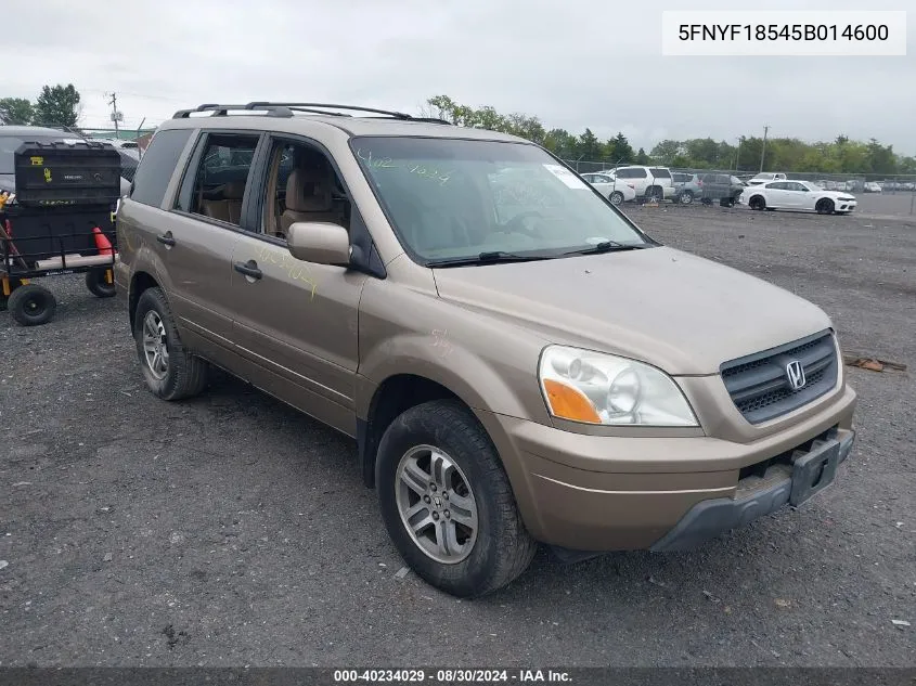 2005 Honda Pilot Ex-L VIN: 5FNYF18545B014600 Lot: 40234029