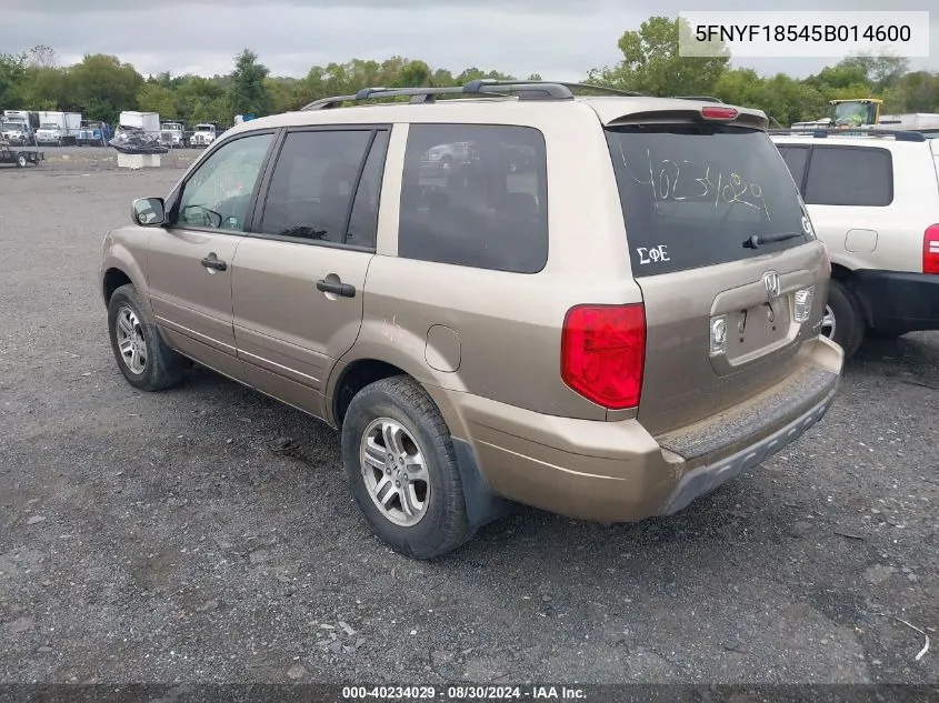 2005 Honda Pilot Ex-L VIN: 5FNYF18545B014600 Lot: 40234029