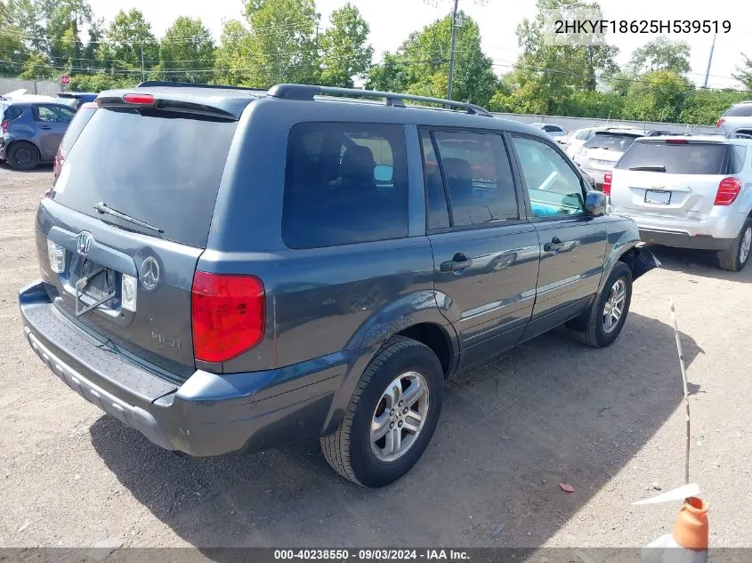 2005 Honda Pilot Ex-L VIN: 2HKYF18625H539519 Lot: 40238550