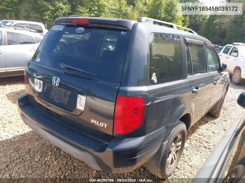 5FNYF18545B035172 2005 Honda Pilot Ex-L