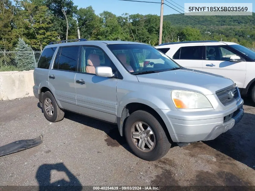 2005 Honda Pilot Ex-L VIN: 5FNYF185X5B033569 Lot: 40254639