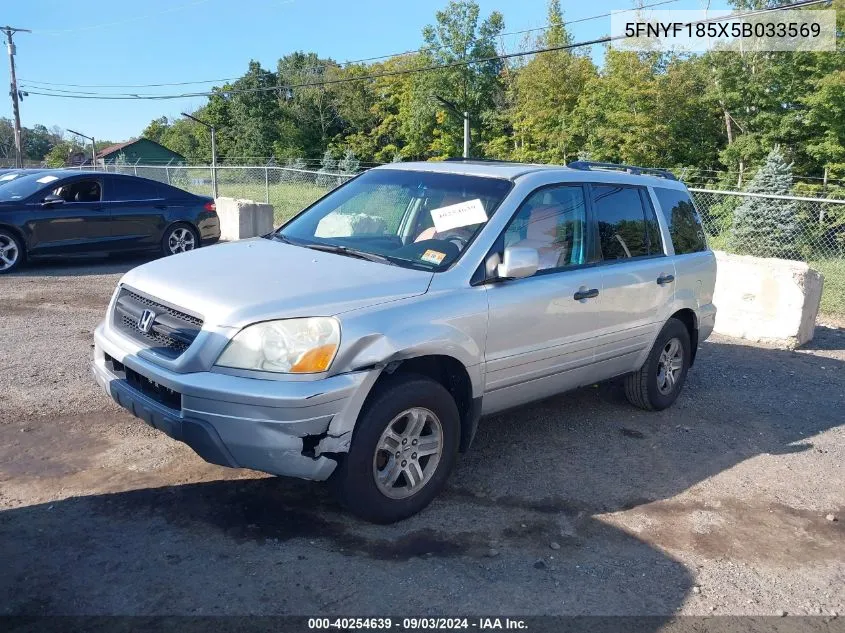 2005 Honda Pilot Ex-L VIN: 5FNYF185X5B033569 Lot: 40254639