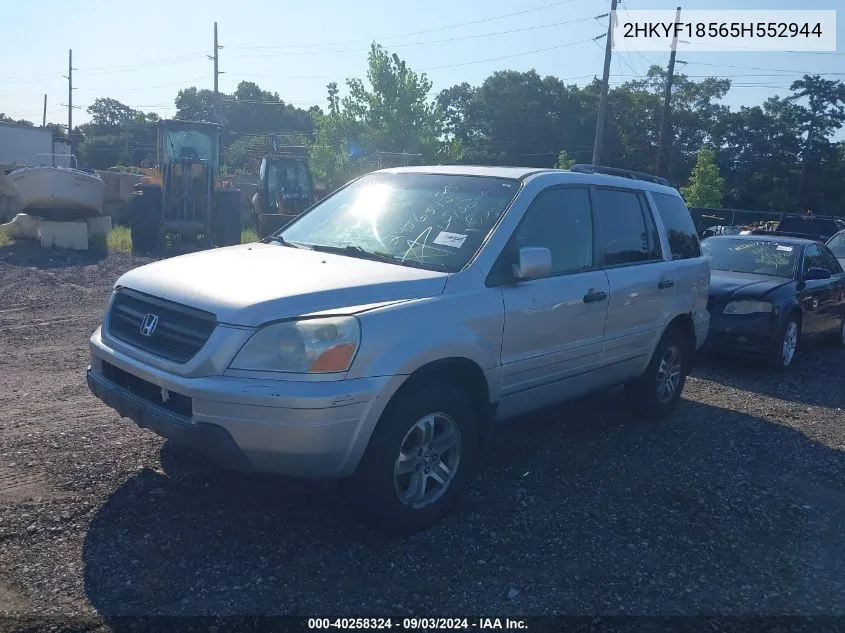 2005 Honda Pilot Ex-L VIN: 2HKYF18565H552944 Lot: 40258324