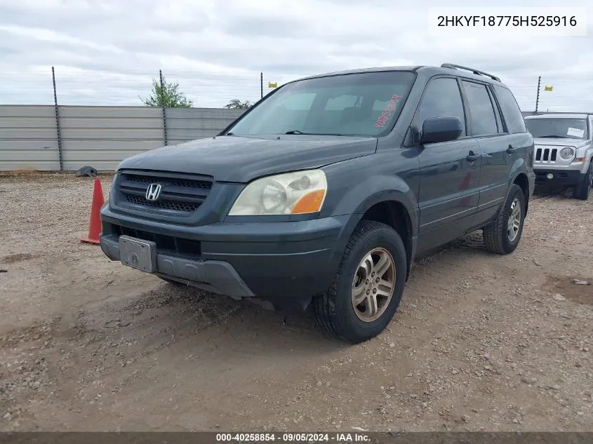 2005 Honda Pilot Ex-L VIN: 2HKYF18775H525916 Lot: 40258854