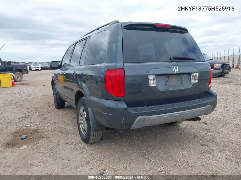 2005 Honda Pilot Ex-L VIN: 2HKYF18775H525916 Lot: 40258854