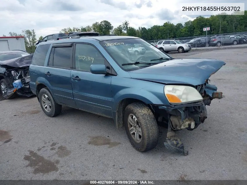 2005 Honda Pilot Ex VIN: 2HKYF18455H563702 Lot: 40276804