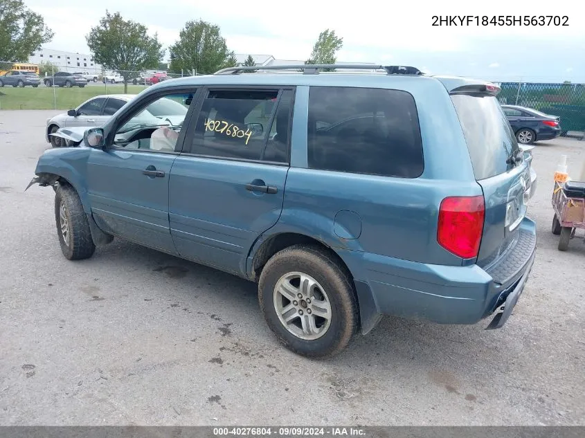 2005 Honda Pilot Ex VIN: 2HKYF18455H563702 Lot: 40276804