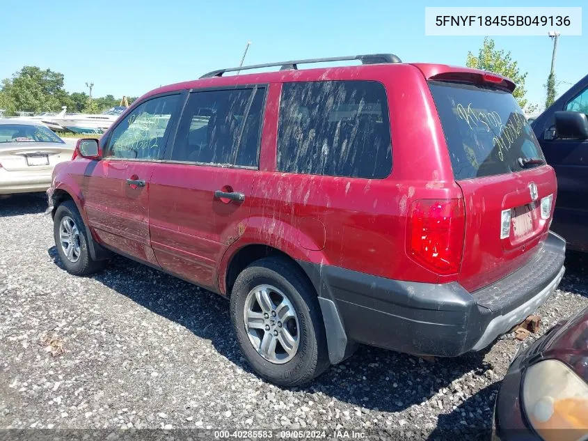 5FNYF18455B049136 2005 Honda Pilot Ex