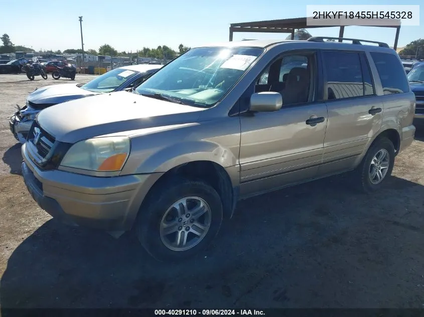 2005 Honda Pilot Ex VIN: 2HKYF18455H545328 Lot: 40291210