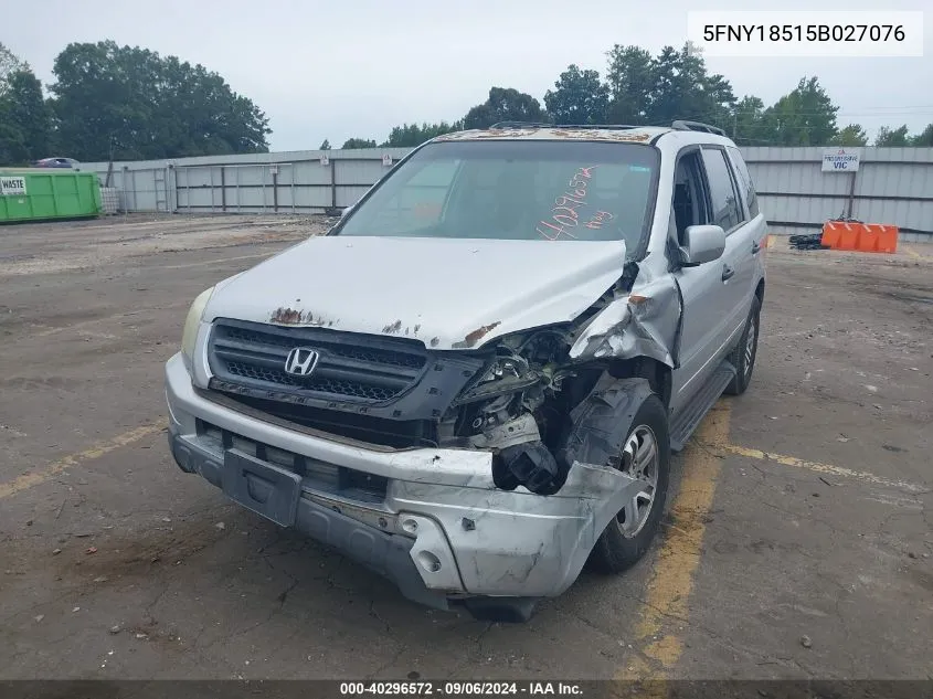 2005 Honda Pilot VIN: 5FNY18515B027076 Lot: 40296572