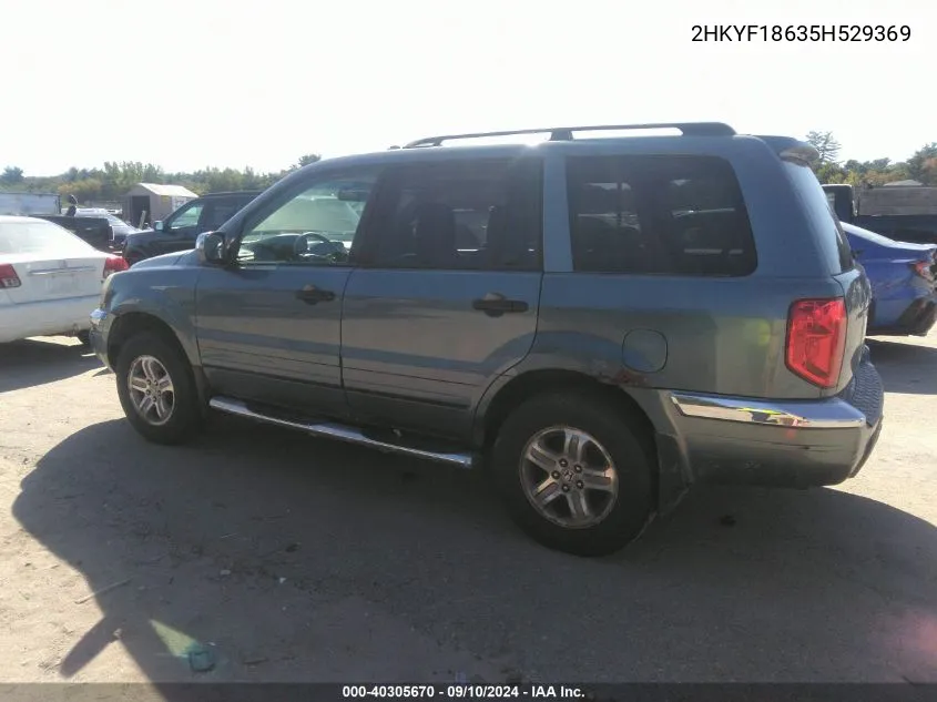 2005 Honda Pilot Ex-L VIN: 2HKYF18635H529369 Lot: 40305670