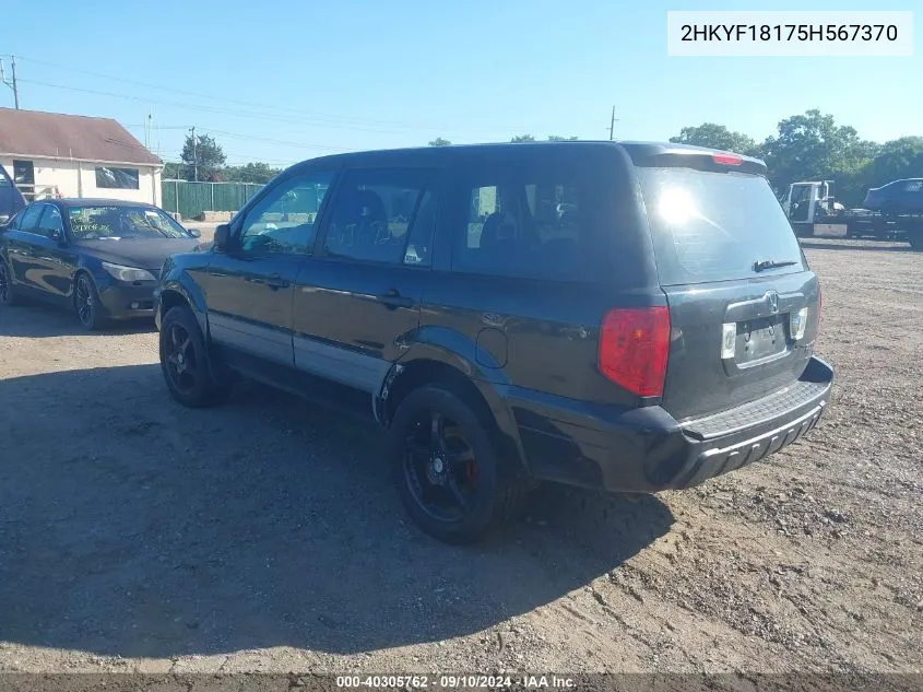 2005 Honda Pilot Lx VIN: 2HKYF18175H567370 Lot: 40305762