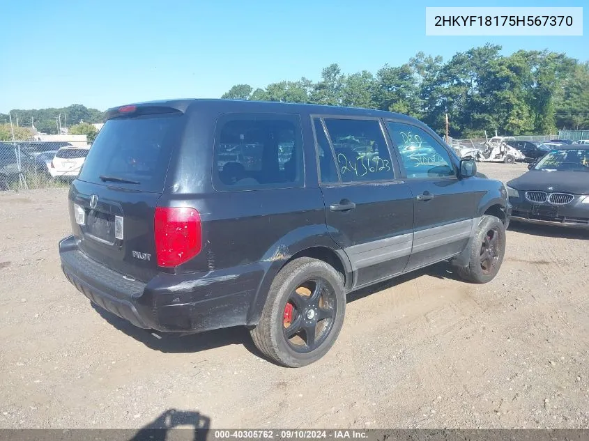 2005 Honda Pilot Lx VIN: 2HKYF18175H567370 Lot: 40305762