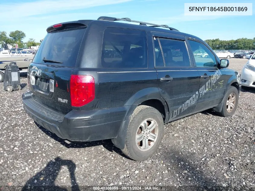 2005 Honda Pilot Exl VIN: 5FNYF18645B001869 Lot: 40306055