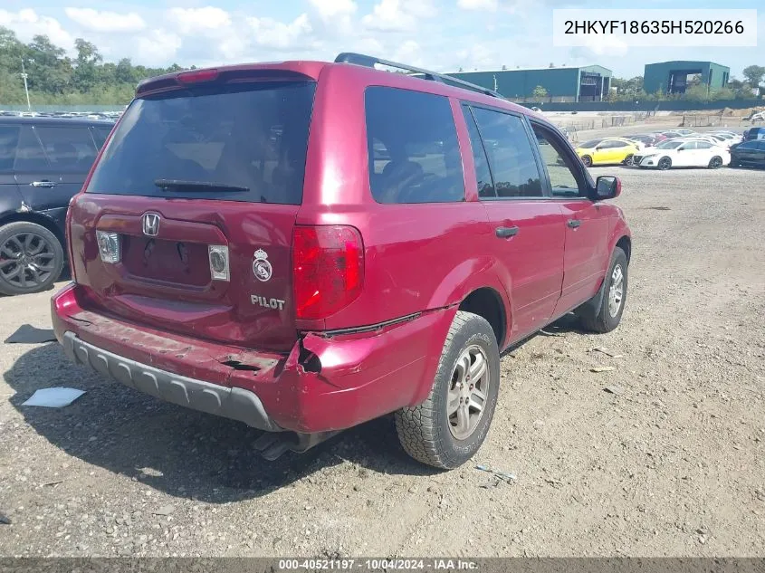 2005 Honda Pilot Ex-L VIN: 2HKYF18635H520266 Lot: 40521197