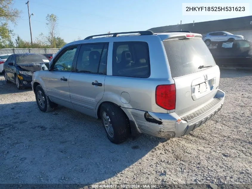 2005 Honda Pilot Exl VIN: 2HKYF18525H531623 Lot: 40646577