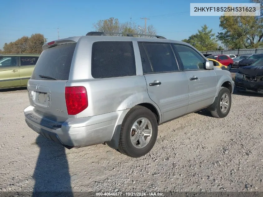 2005 Honda Pilot Exl VIN: 2HKYF18525H531623 Lot: 40646577