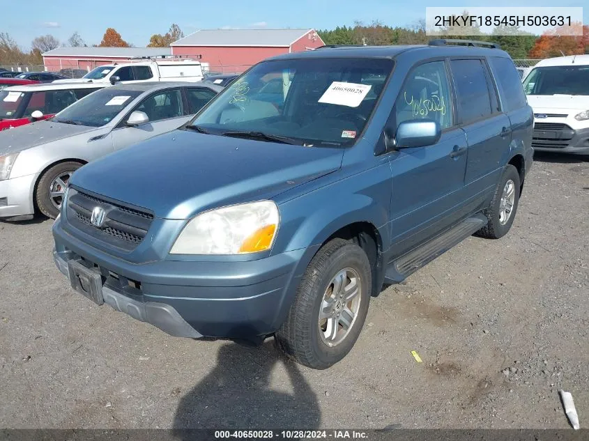 2005 Honda Pilot Ex-L VIN: 2HKYF18545H503631 Lot: 40650028