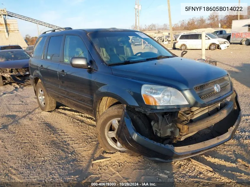 2005 Honda Pilot Ex-L VIN: 5FNYF18605B014022 Lot: 40679303