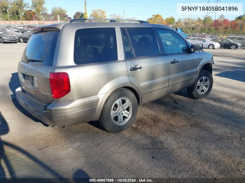 2005 Honda Pilot Ex VIN: 5FNYF18405B041896 Lot: 40687869