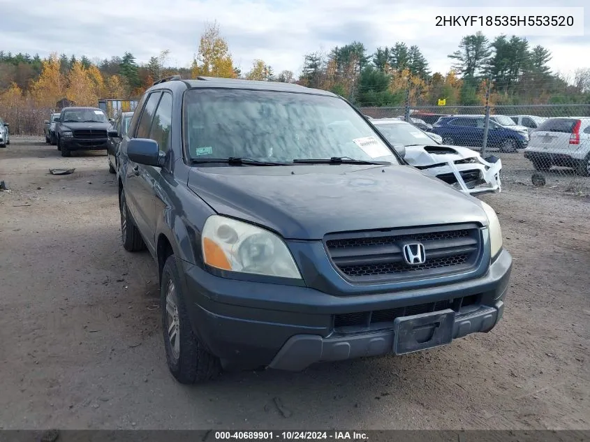 2005 Honda Pilot Ex-L VIN: 2HKYF18535H553520 Lot: 40689901