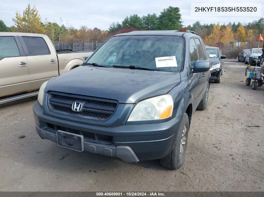 2005 Honda Pilot Ex-L VIN: 2HKYF18535H553520 Lot: 40689901