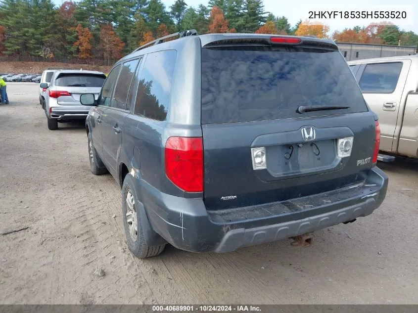 2005 Honda Pilot Ex-L VIN: 2HKYF18535H553520 Lot: 40689901