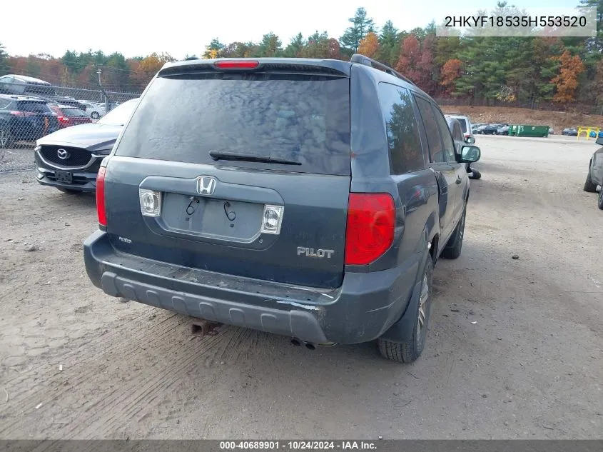 2005 Honda Pilot Ex-L VIN: 2HKYF18535H553520 Lot: 40689901