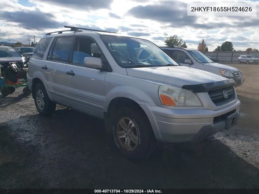 2005 Honda Pilot Ex-L VIN: 2HKYF18655H524626 Lot: 40713704