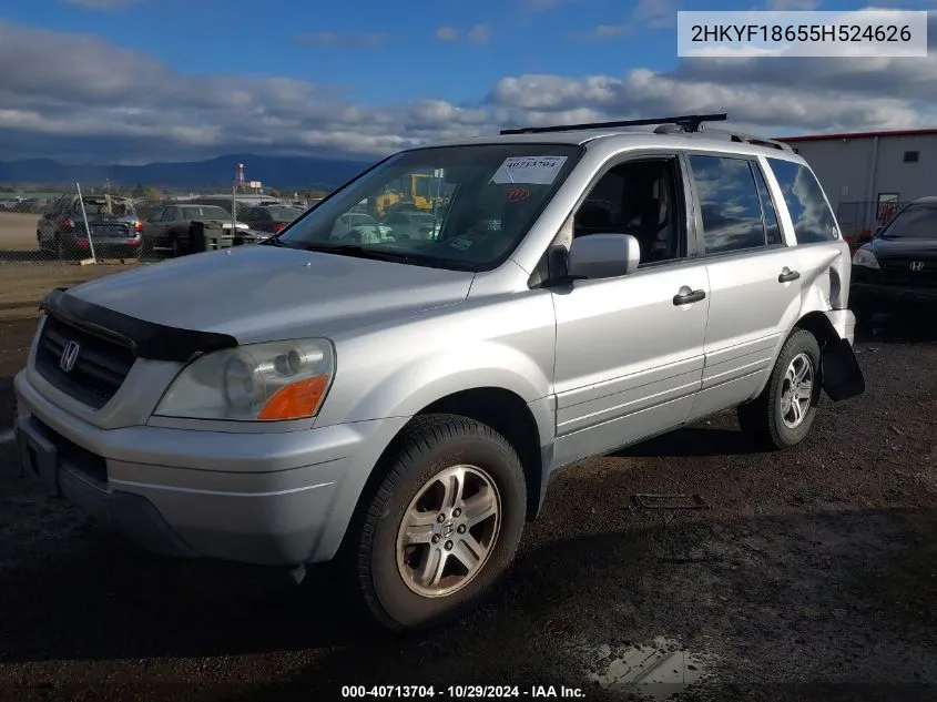 2005 Honda Pilot Ex-L VIN: 2HKYF18655H524626 Lot: 40713704