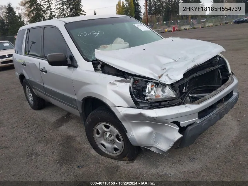 2005 Honda Pilot Lx VIN: 2HKYF18185H554739 Lot: 40718159