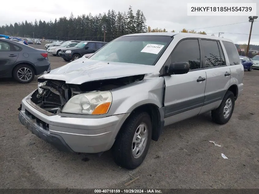 2005 Honda Pilot Lx VIN: 2HKYF18185H554739 Lot: 40718159