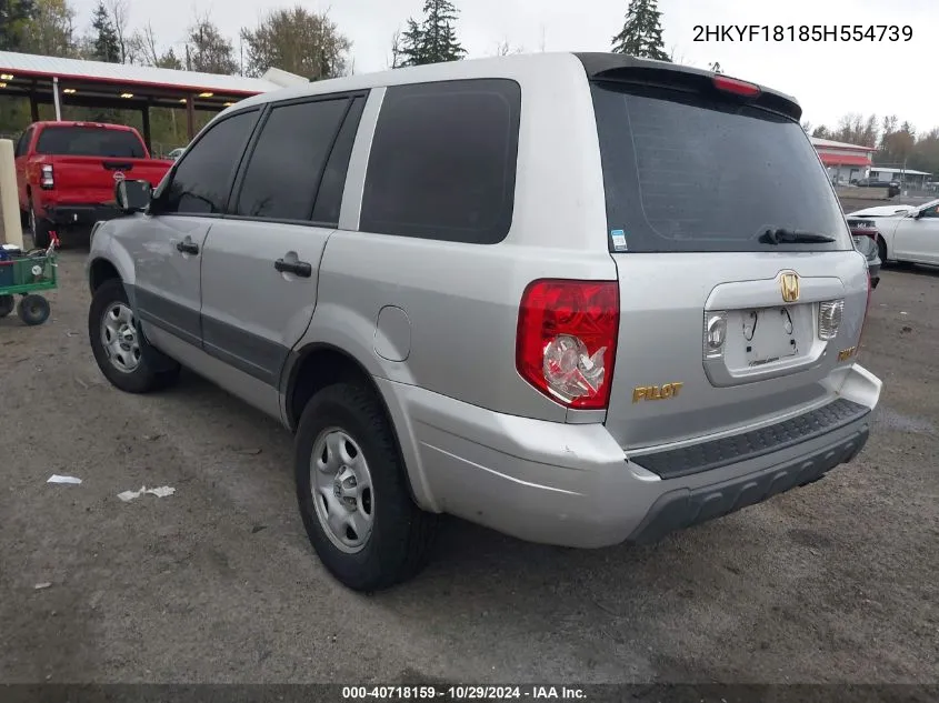 2005 Honda Pilot Lx VIN: 2HKYF18185H554739 Lot: 40718159