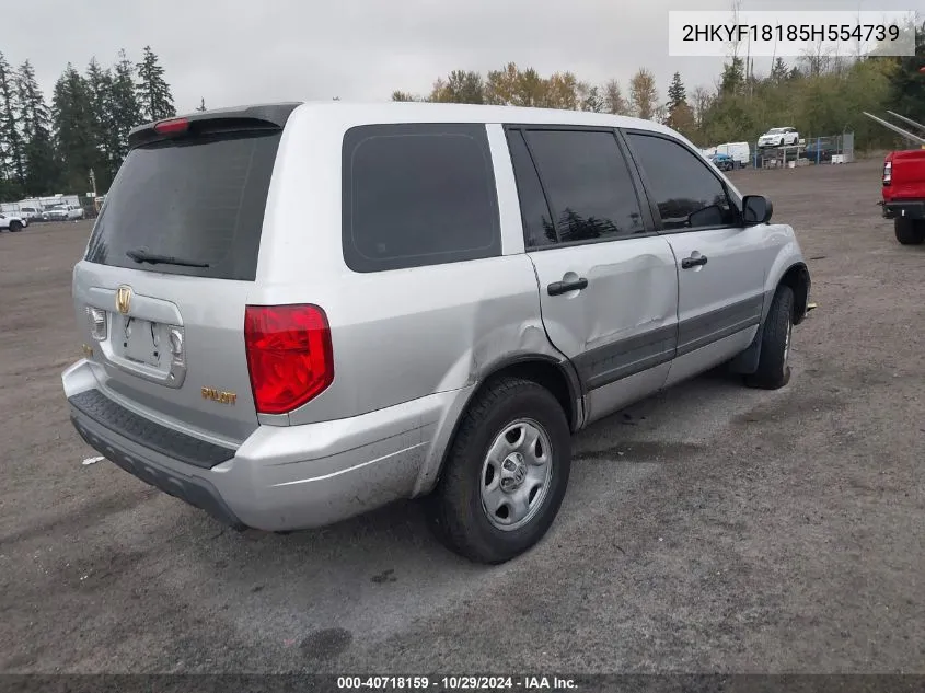 2005 Honda Pilot Lx VIN: 2HKYF18185H554739 Lot: 40718159