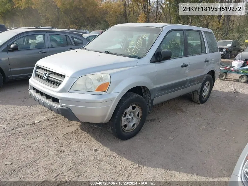 2005 Honda Pilot Lx VIN: 2HKYF18195H519272 Lot: 40720436