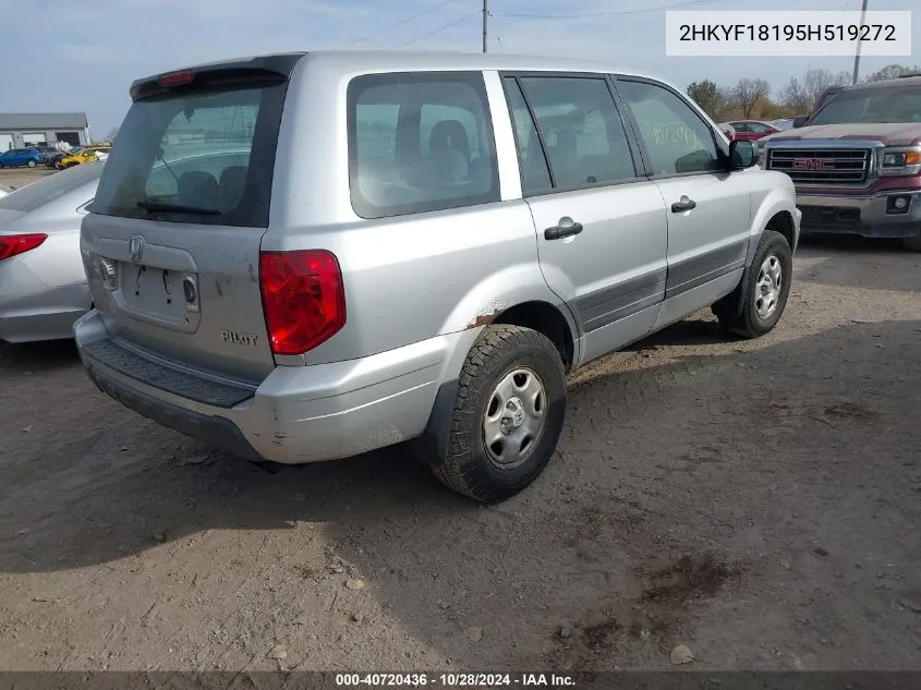 2005 Honda Pilot Lx VIN: 2HKYF18195H519272 Lot: 40720436