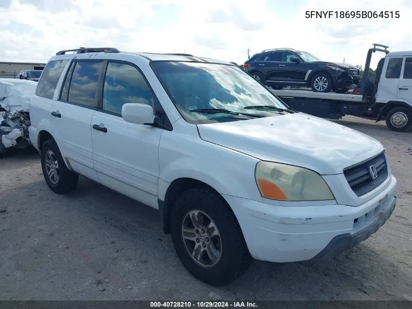 2005 Honda Pilot Ex-L VIN: 5FNYF18695B064515 Lot: 40728210