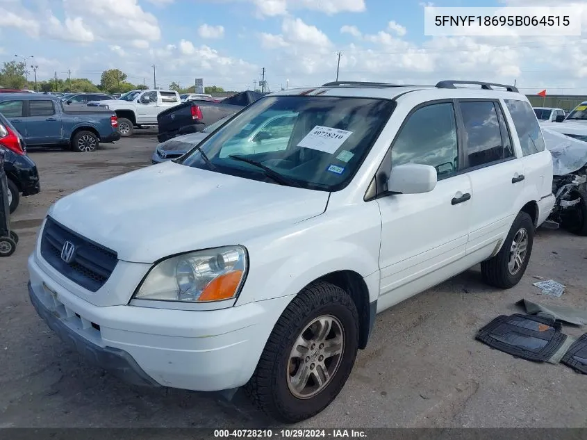 2005 Honda Pilot Ex-L VIN: 5FNYF18695B064515 Lot: 40728210