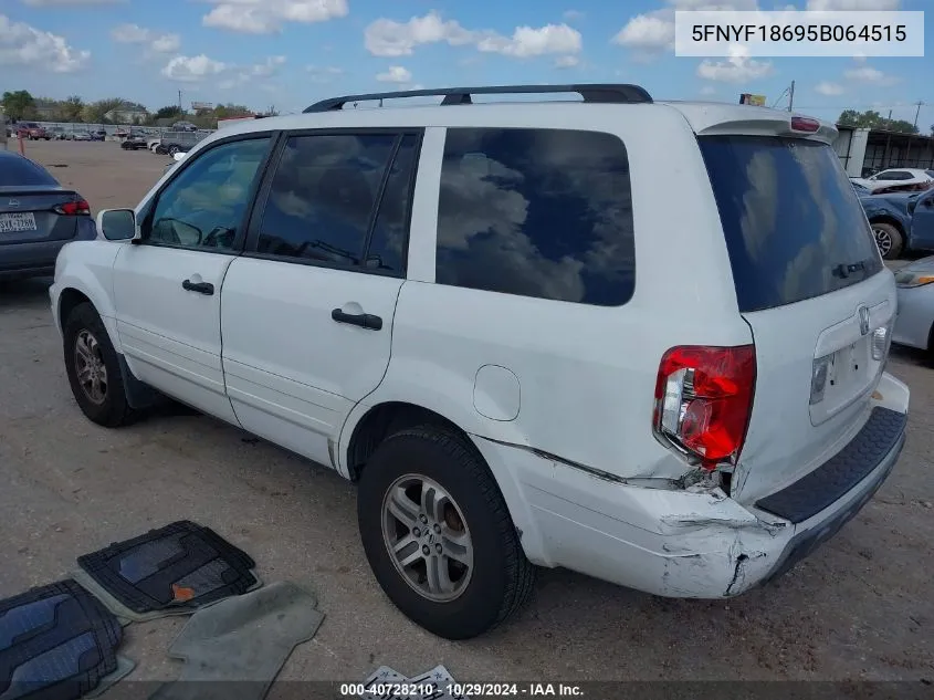 2005 Honda Pilot Ex-L VIN: 5FNYF18695B064515 Lot: 40728210