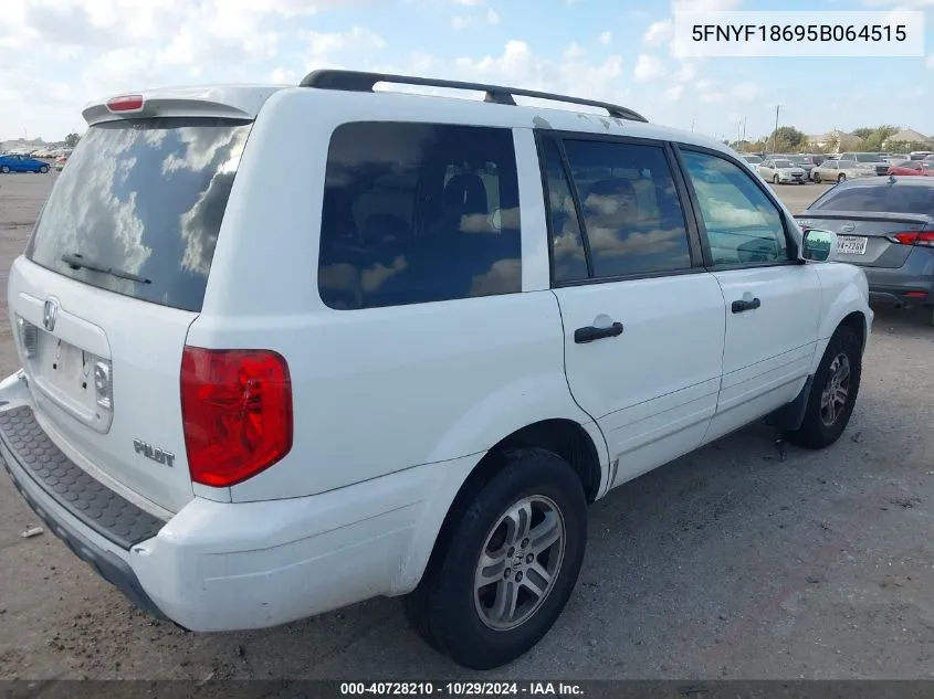 2005 Honda Pilot Ex-L VIN: 5FNYF18695B064515 Lot: 40728210