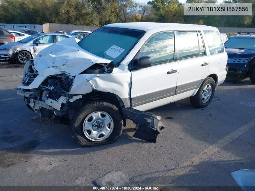 2005 Honda Pilot Lx VIN: 2HKYF181X5H567556 Lot: 40737974