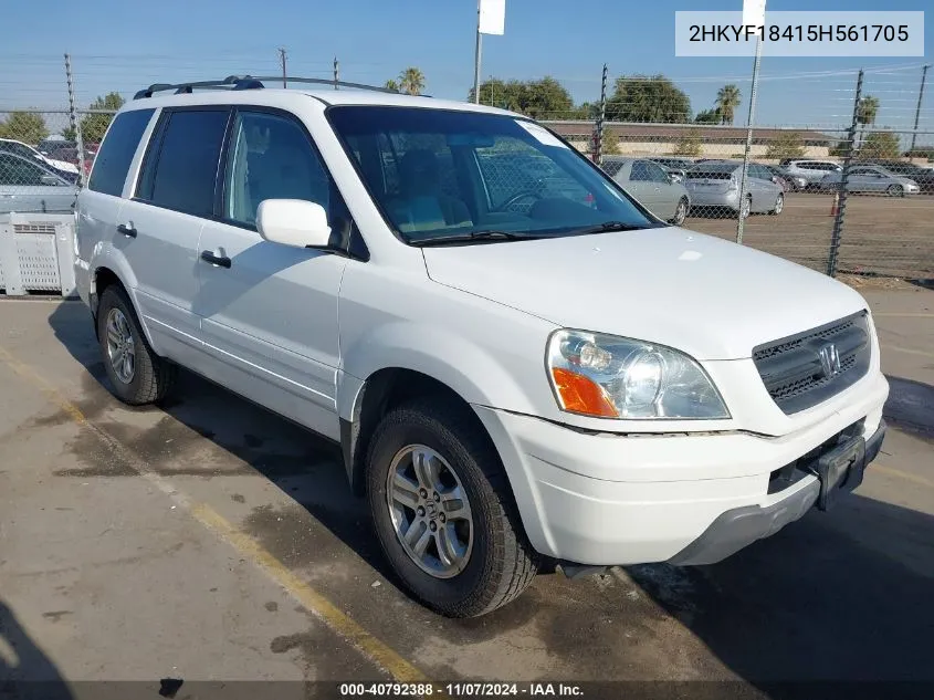 2005 Honda Pilot Ex VIN: 2HKYF18415H561705 Lot: 40792388