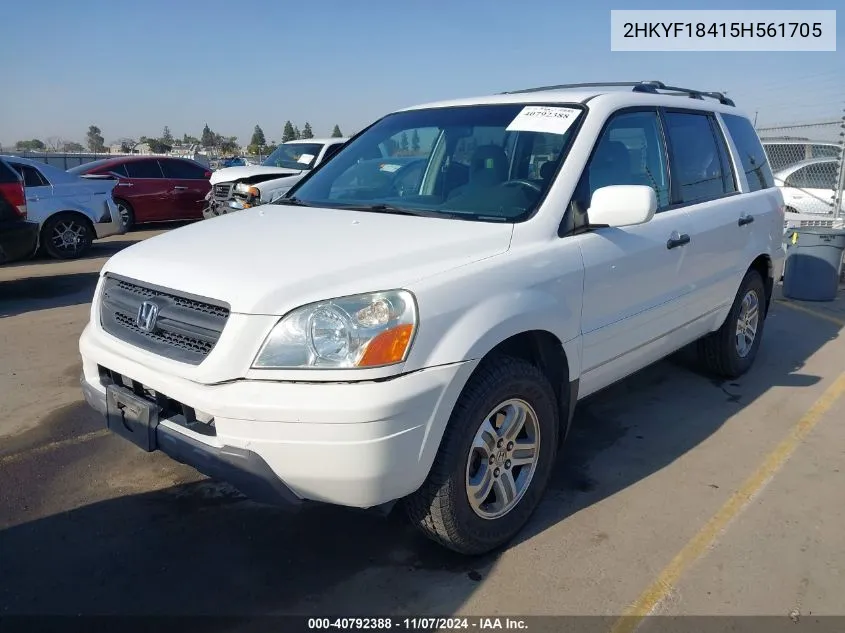 2005 Honda Pilot Ex VIN: 2HKYF18415H561705 Lot: 40792388