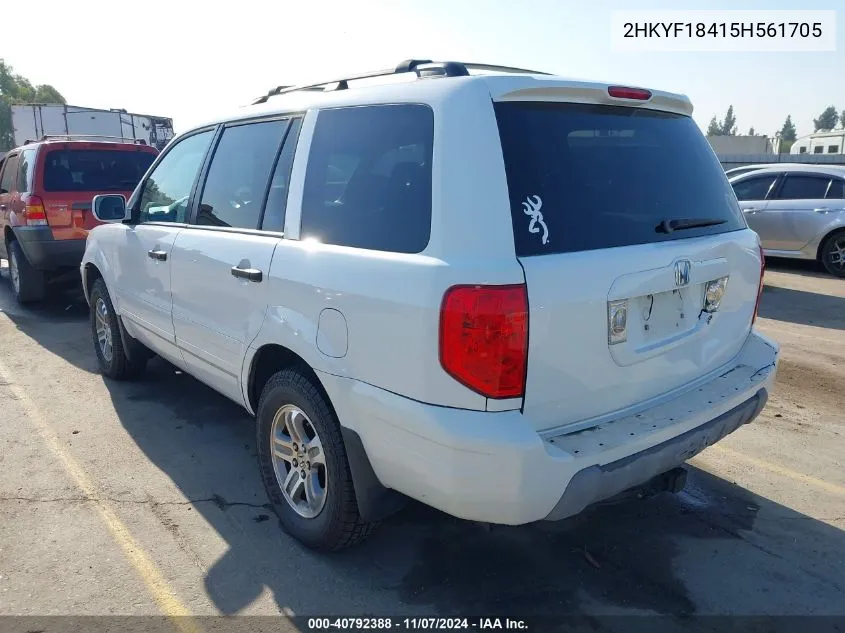 2005 Honda Pilot Ex VIN: 2HKYF18415H561705 Lot: 40792388