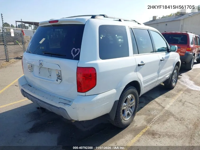 2005 Honda Pilot Ex VIN: 2HKYF18415H561705 Lot: 40792388