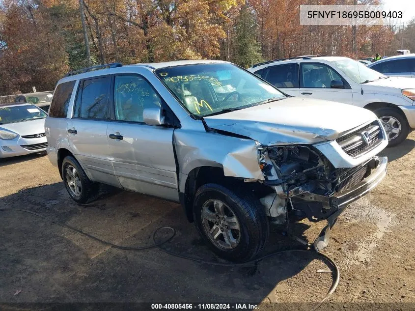 2005 Honda Pilot Ex-L VIN: 5FNYF18695B009403 Lot: 40805456