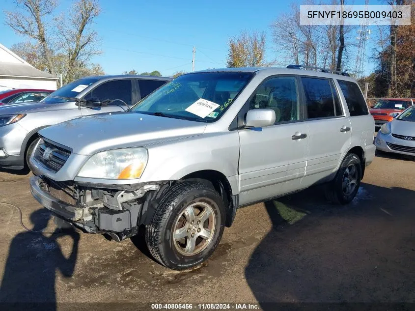 2005 Honda Pilot Ex-L VIN: 5FNYF18695B009403 Lot: 40805456